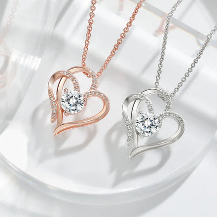 Hot Selling Cross Chain Necklace White Crystal Necklace Double Heart Necklace for Women