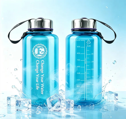 Purple Bpa Free 1 Liter/32OZ/32 OZ/1000ml Plastic Sport Water Bottles With Wide Mouth & Volume Scale