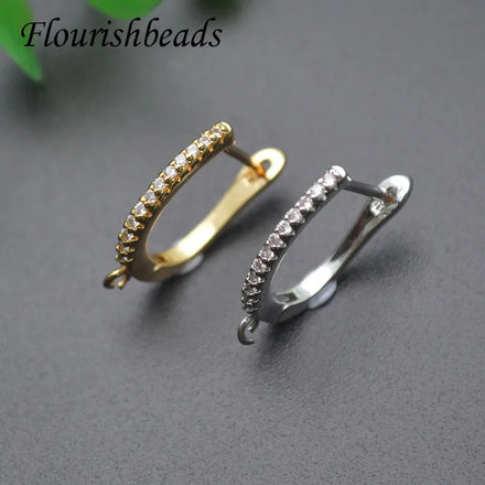 Gold Plated CZ Pave Hoop Accessories Hook Earring Accessories Jewelry Making Suppliers