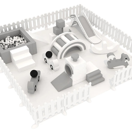 Toddler Playground Soft Play Set Equipment White and Grey Outdoor Playground Soft Play Package for Children