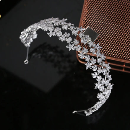 European and American Elegant Clear CZ Zirconia Prom Wedding Hair Accessories Royal Luxury Bridal Headpiece BC6053