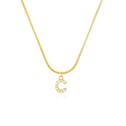 New 18k Gold Non Tarnish Alphabet Letter Snake Chain Necklace Charms Stainless Steel Jewelry Initial Letter Pendant Necklace
