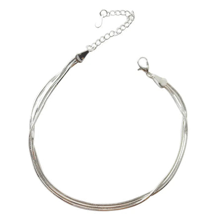 New Fashion Silver 3 Layer Snake Anklets Chain for Women Foot Pulseras Jewelry Anklet