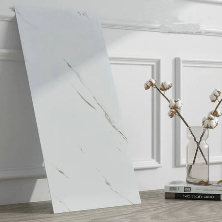 Top Marble Tile Wallpaper for Living Room Kitchen Bathroom Waterproof Thickened PVC Board Rustic Design Fireproof
