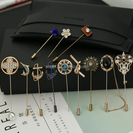 Men's Advanced Retro Golden Anchor Flower Brooch Pins Metal Jewelry Stylish Brooches Collar Breastpin Pin Men's Suit Dressup