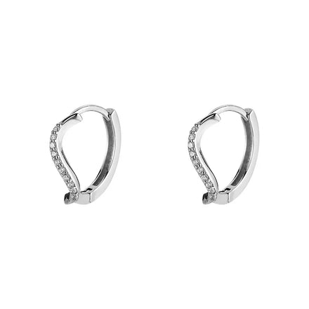 925 Sterling Silver Earrings Personality Curve Hoop Earrings for Women Fashion Zircon Jewelry Gift