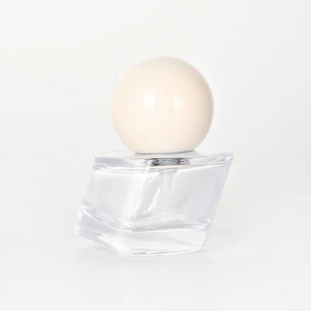 Skincare Packaging Cosmetic 30ml Inclined Pump Glass Bottle with Special for Ball Shape Pump Head