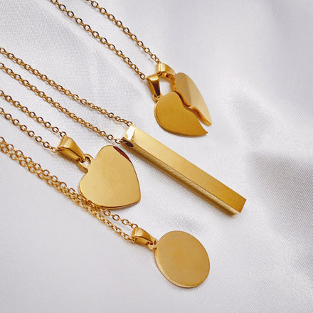 Customized Engraved Logo Personalized Rectangle Necklace Stainless Steel Gold Plated Blank Vertical Horizontal 3D Bar Necklace