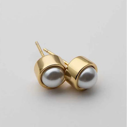 New Hot Fashion Gold Plated Cute Egg Tarts Shape Silver Stud Earrings for Women Girls Engagement Gift Statement Jewelry