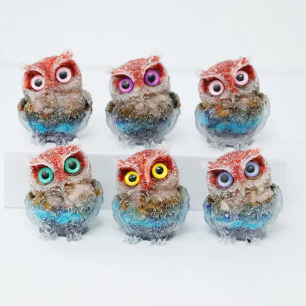Wholesale Natural Crystal Gravel Stone Resin Owl Ornaments Amethyst Rose Quartz Shells Crystal Crafts