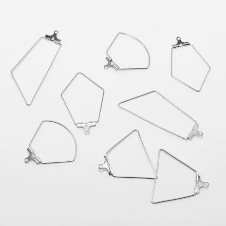 Stainless Steel DIY Jewelry Button Loop Shaped Coat Hanger Ring Earring Hook with Charming Hoop Earring Finding Accessories