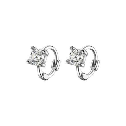 Wholesale 925 Sterling Silver Contracted Zircon Hoop Earrings for Women Jewelry 2022