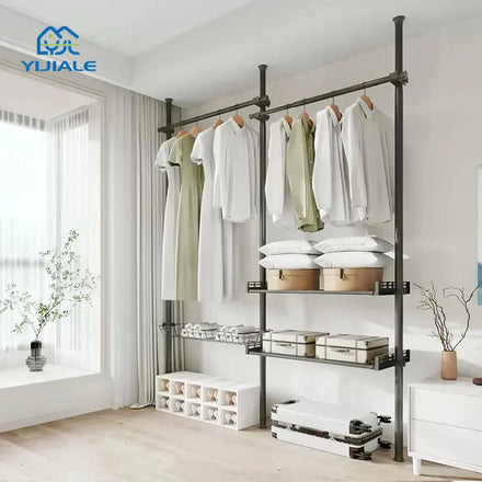 YIJIALE Heavy Duty Metal Folding Clothes Drying Rack Space Saving Standing Laundry Airer Sturdy Collapsible Hanger for Balcony