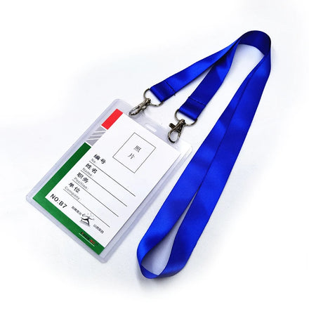 Custom Made Polyester Lanyard with Double Clip and Two Hooks Silk Screen Printed ID Badge Holder