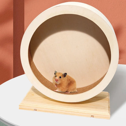 Factory Price Eco-Friendly Wooden Silent Small Animal Hamster Running Wheel Fitness Toy Cat Exercise Wheel