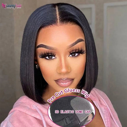 Cheap Short Bob Wig Glueless 4x4 Transparent Straight Lace Closure Human Hair Wig Mink Raw Indian Hair Lace Front Pixie Cut Wigs
