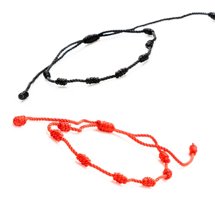 Mexican Spanish Hot Style Not Fade Red and Black Handmade Peruvian Knot Woven Seven Knots Red Rope Bracelet
