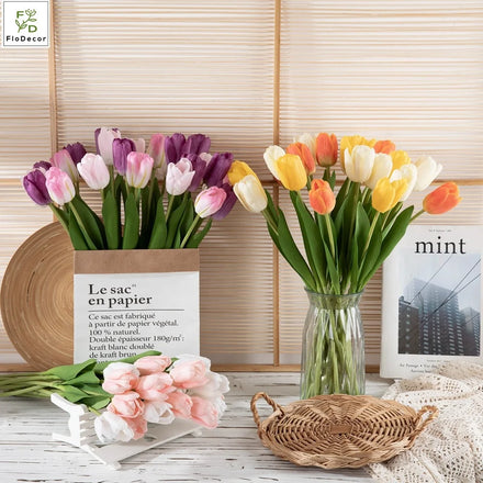 Hot Selling Wholesale Quality Artificial Tulip Flowers Latex Real Touch Ins for Home Wedding Party Decoration Table Center Piece