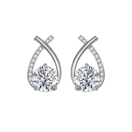 Wholesale 925 Sterling Silver Jewelry Shiny Zirconia Crystal Stud Earrings for Women Oorbellen