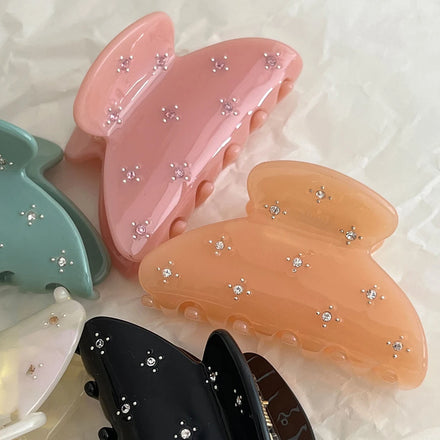 MIO Wholesale Handmade Acetate Geometric Hair Claw Clips Shinning Rhinestone Hair Accessories Girls Hair Decoration