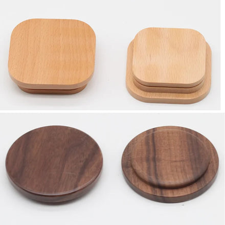 Beech Wooden Lid Solid Wood Cup Cover Glass Bottle Bamboo Cover Silicone Ring Cup Wood Cover