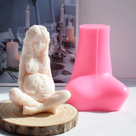 DIY Handmade Candle Making Resin Epoxy Mould Greek Goddess Gaia Mother Earth Silicone Candle Mold