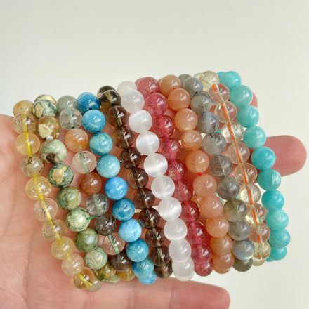 8mm Natural Stone Stretch Reiki Jewellery Crystal Gemstone Bracelet Bead Chakra Gift