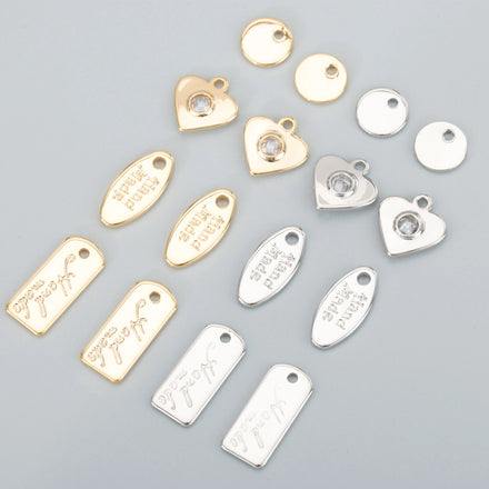 M803 20pcs/Lot 18K Gold Rhodium Plated Copper Nickel Free DIY Zircon Pendants Jewelry Accessories Pass REACH Packaged in Bags
