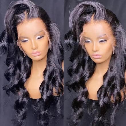 Glueless HD Transparent Lace Frontal Wigs Raw Indian Human Hair Lace Wigs Virgin Cuticle Aligned Body Wave Full Lace Front Wig