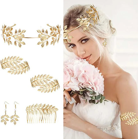Fashion Pearl Leaf Hair Hoop Gold Leaf Headbands Baroque Girl Metal Headpiece