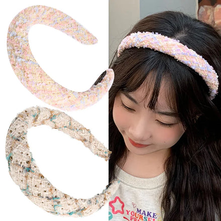 Korean Colorful Sweet Cute Woolen Knitted Hair Teenager Accessories with Sponge Constrict Hair Bands Pink Hair Bands for Girls