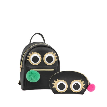 Supercute 7-Piece Unisex Square Handbag Set with Big Eyes Pattern EVA+PU Material Zipper Closure
