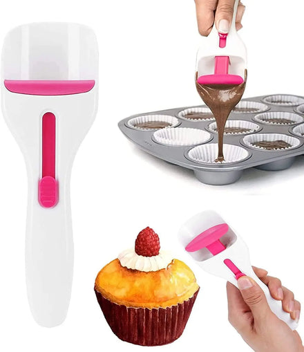 Cake Batter Distribution Scoop Kitchen Cupcake Scoop One-Touch Sliding Button Batter Dispenser for Baking Tool