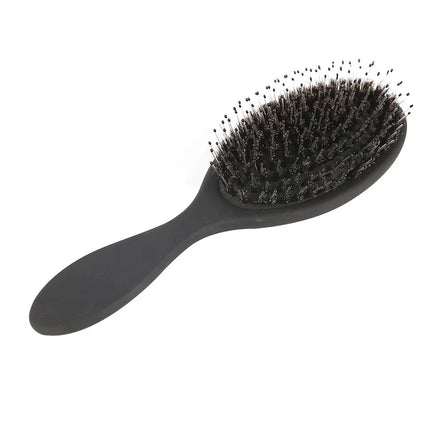 Customized Logo Oval Paddle and Air Cushion Hairbrush with Nylon Mixing Boar Bristle ABS Handle 22x7cm