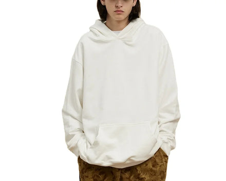 High Quality Heavy Weight Cotton Stringless Oversized Blank White Hoodie Unisex100% Cotton White Hoodies for Men