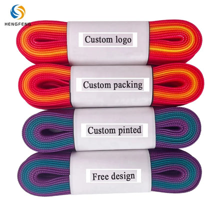 Free Custom Designer Gradient Colors 8mm Polyester Waxed Hockey Skate Laces with Branded Logo for Packaging