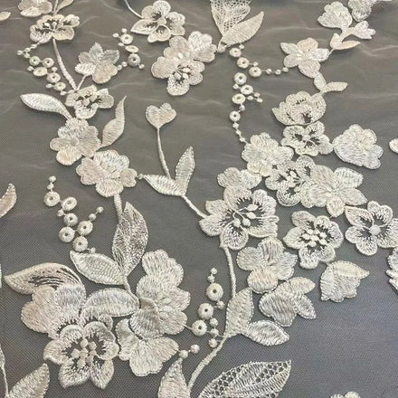Exquisite Embroidered Mesh Fabric DIY Hand Sewn Dress Skirt Lace Fabric