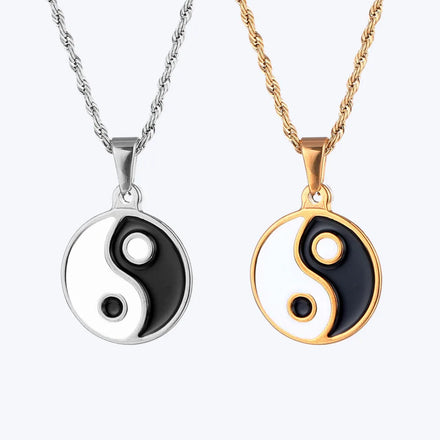 Punk Mythology Balance Powers Good Luck Necklace Feng Shui Lucky Charm Stainless Steel Yin Yang Necklace for Men Boy Jewelry