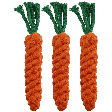 Eco-Friendly Orange Carrot Style Safe Cotton Braided Vegetable Rope Chew Toys for Small Dogs