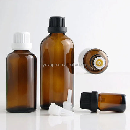 RTS 15ml 30ml 30 ml 1 oz Amber Tamper Proof with Coarse Grained Cap Insert Orifice Reducer Essential Oil Glass Dropper Bottle