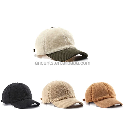 Custom Embroidered Corduroy Sherpa Hat Baseball Caps Man Corduroy Cap Unstructured