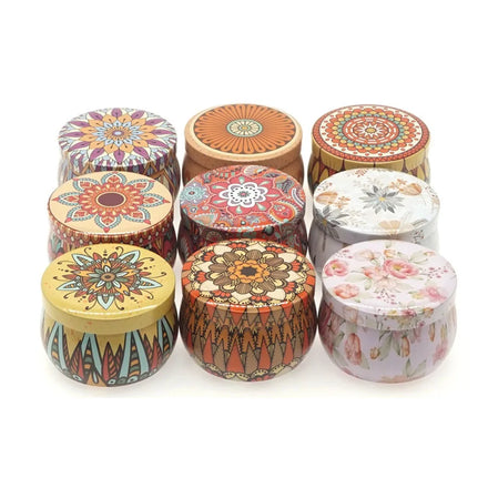 Hot Sale Tin Cans Ethnic Style Round Candy Metal Scented Candle Jar Tin for DIY Candle Making