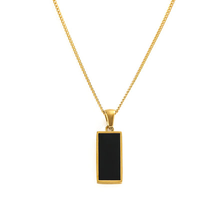 Fenny 18K Gold Plated Fashion Simple Black Square Pendant Necklace Designer for Women Stainless Steel Jewelry Wholesale