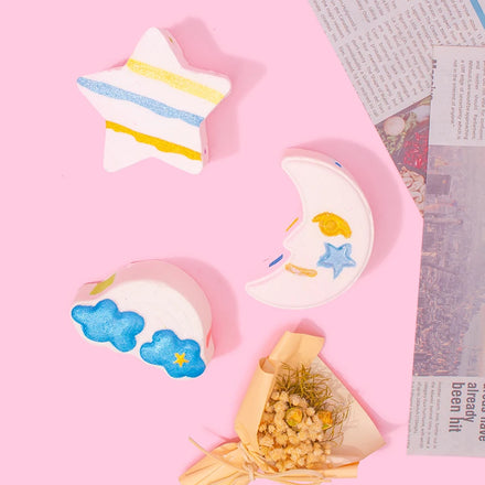 Customized Adult Bath Bombs Set Organic Natural Moon Star Cloud Rainbow DIY Elegant Rose Theme Relaxing Moisturizing Custom