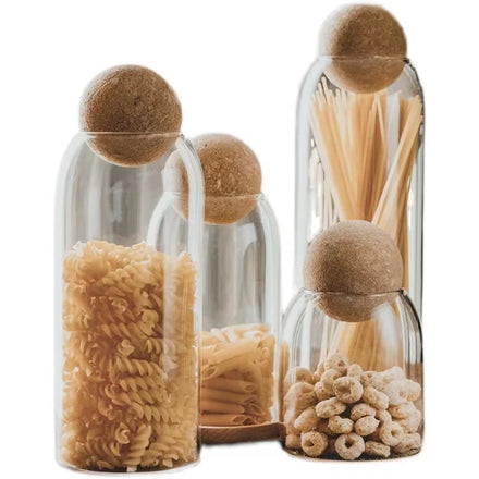 Hot Selling High Borosilicate Glass Storage Jar Transparent Eco-Friendly Cork for Cover Airtight Multipurpose Storage Candy