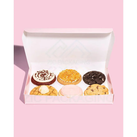 Wholesale Custom Logo Food Safe Cardboard Bakery Box Packaging Pink Paper Customized Cookie Box