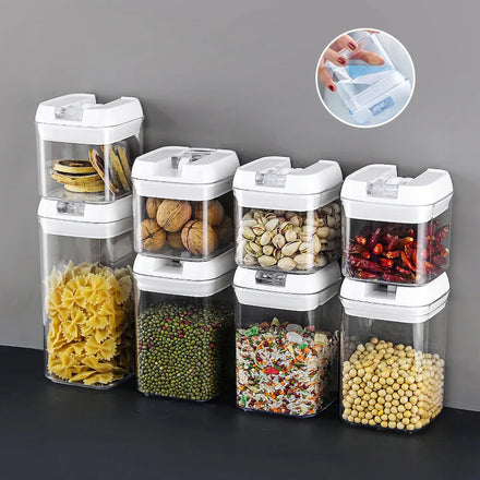 5 Pcs High Quality Rectangle Plastic Multifunction Dry Food Storage Bins Airtight Containers with Covers
