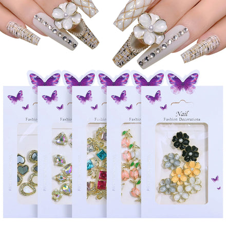 10pcs/pack Colorful Nail Art Alloy Accessories Luxury Brand Logo Metal Rhinestone 3D Nail Jewelry Zircon Nail Charms