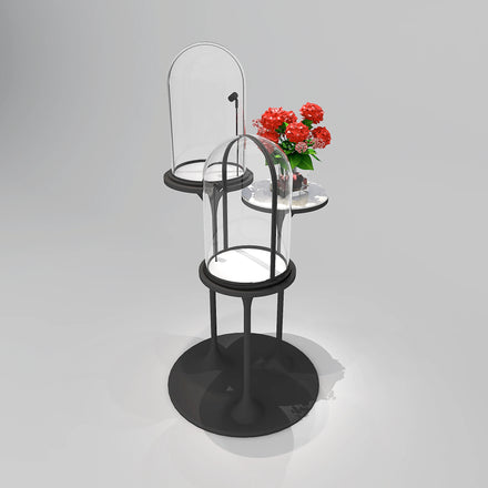 Luxury Commercial Stainless Steel Frame Glass Acrylic Vintage Display Case Custom Jewelry Showcase
