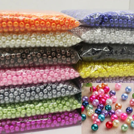 DS Factory Wholesale Colorful 6-10mm ABS Pearl Beads with Hole Luxury Accessories Loose Pearls for Jewelry Making Bead